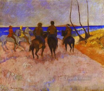 動物 Painting - 浜辺の騎士たち ポスト印象派 原始主義 ポール・ゴーギャン